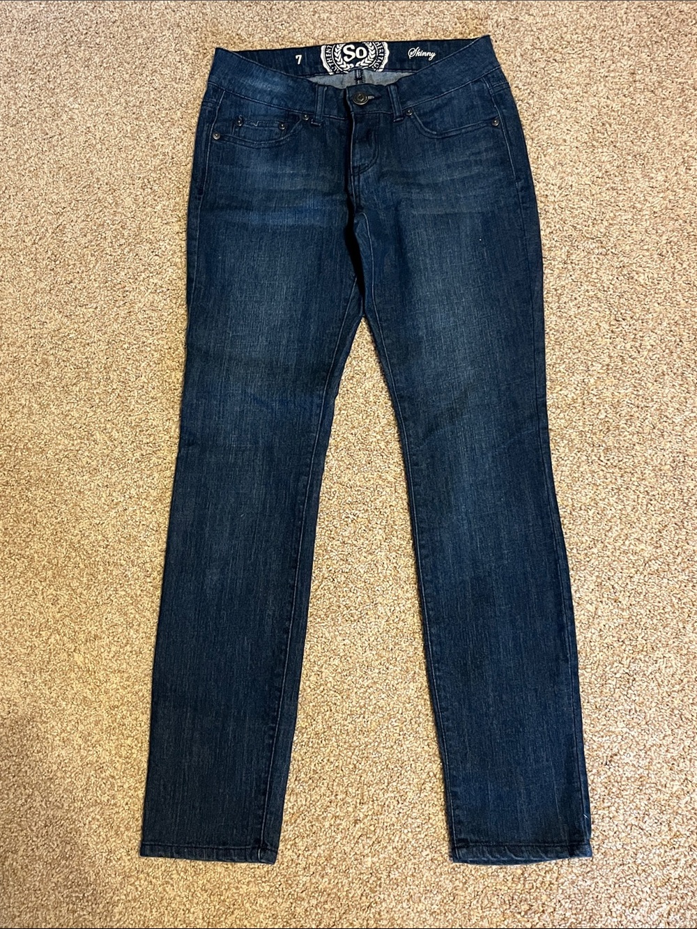 SO Women's Skinny Jeans in Dark Blue Denim